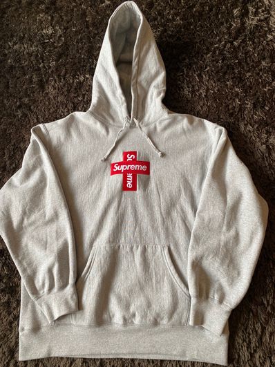 Supreme Cross Box Logo Hooded Sweatshirt "Grey"