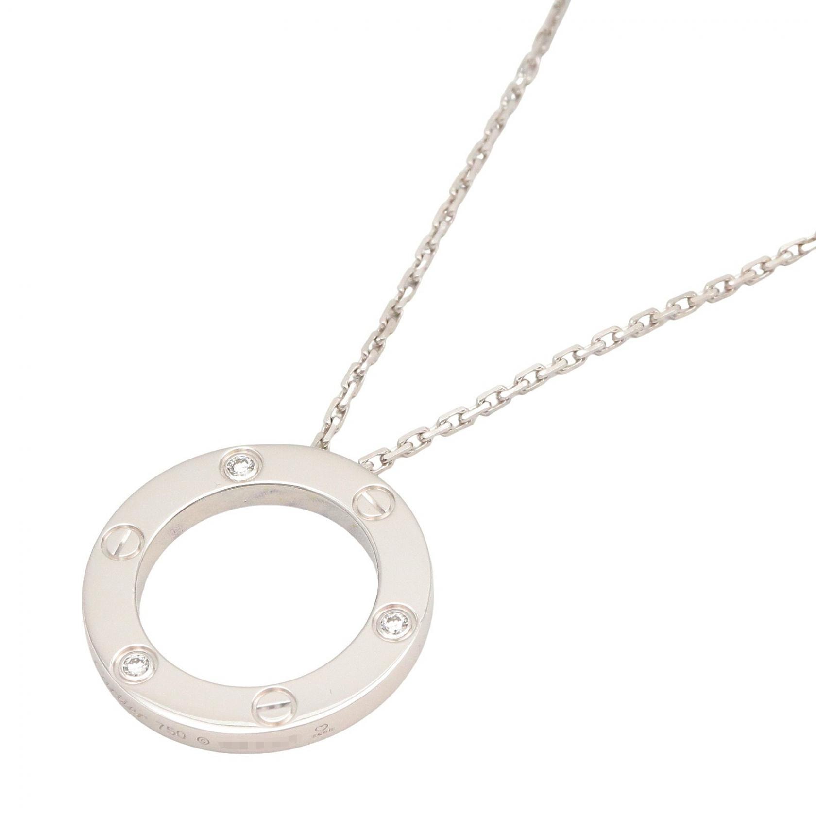 カルティエ CARTIER ラブサークル 3PD ネックレス ネックレス ジュエリー K18WG(ホワイトゴールド) ダイヤモンド レディース クリア系 / シルバー系 【中古】