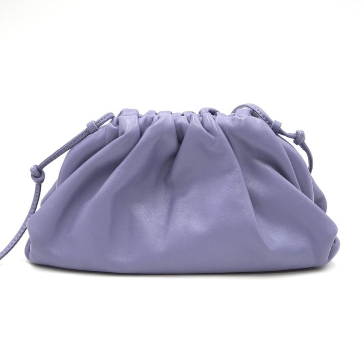 BOTTEGA VENETA(ボッテガ・ヴェネタ)ミニ ザ・ポーチ ショルダーバッグ ドローストリング パープル レザー レディース【中古】