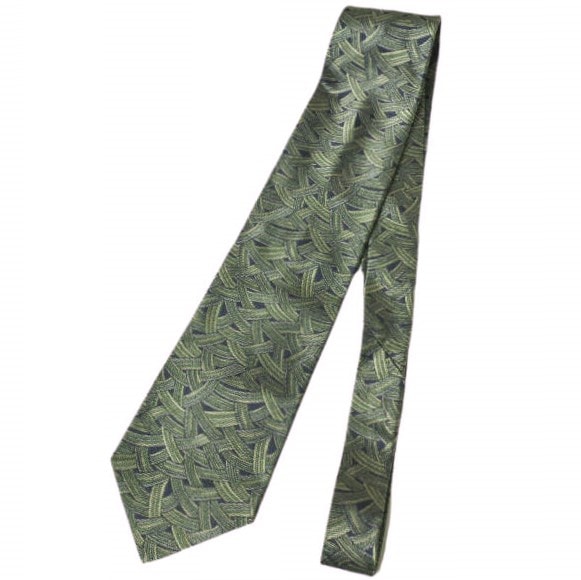Calvin Klein カルバンクライン 日本製 総柄シルクネクタイ NAVY/GREEN ck g20674