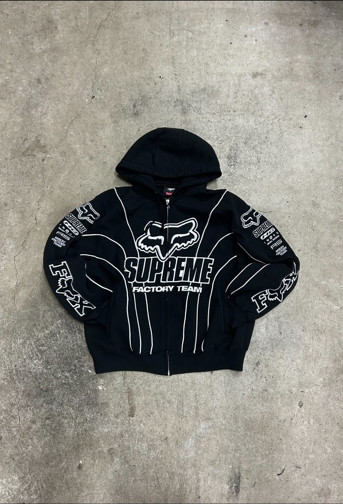 Supreme x Fox Racing Zip Up Hooded Sweatshirt "Black"