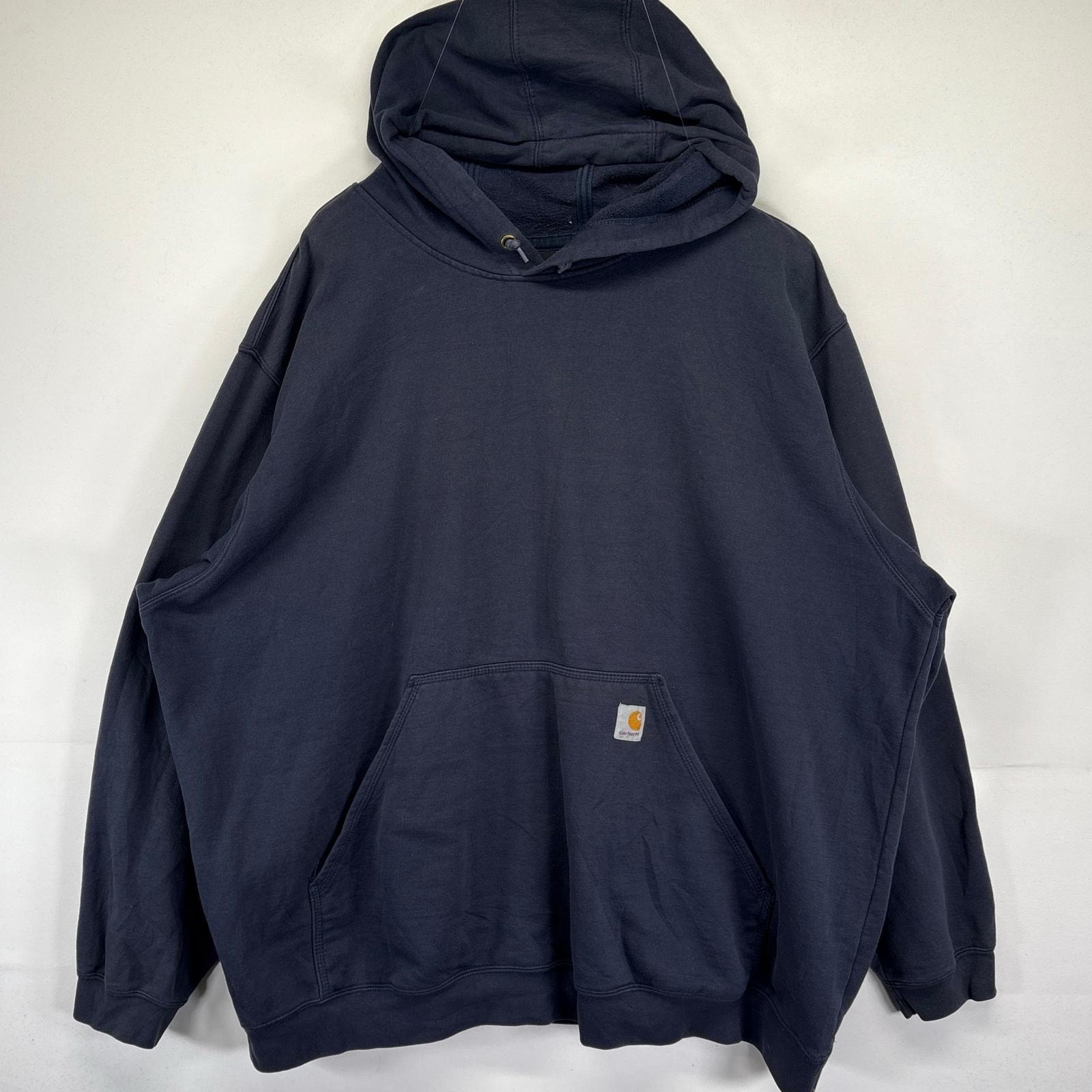 古着 カーハート Carhartt パーカー 大きいサイズ プルオーバー ワンポイントロゴ刺繍 ワーク 3XL  ブラック メンズ