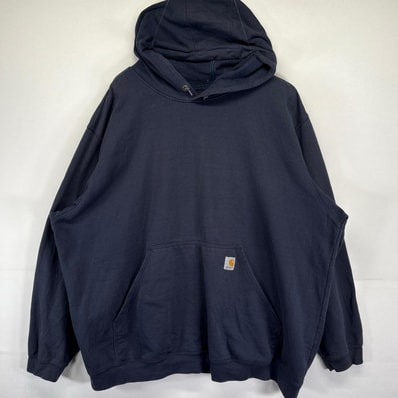 古着 カーハート Carhartt パーカー 大きいサイズ プルオーバー ワンポイントロゴ刺繍 ワーク 3XL ブラック メンズ