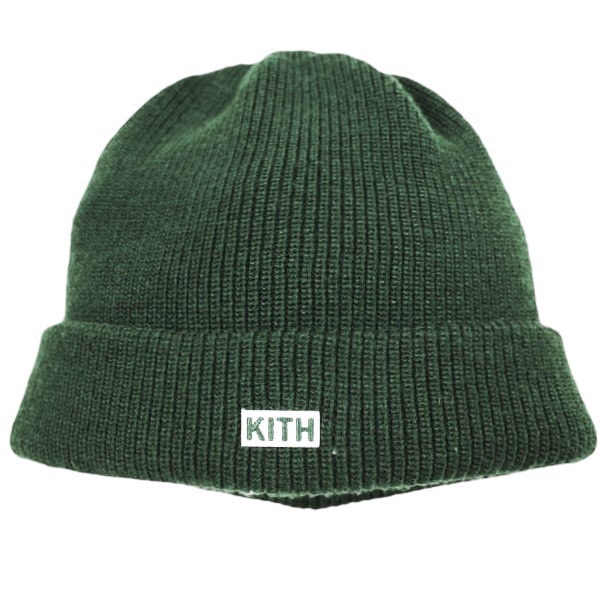 KITH NYC キスニューヨークシティ 23AW 日本製 Classic Beanie クラシックビーニー 23095060000440 ONE SIZE Chronicle グリーン KITH&KIN ボックスロゴ ニットキャップ ニット帽 帽子