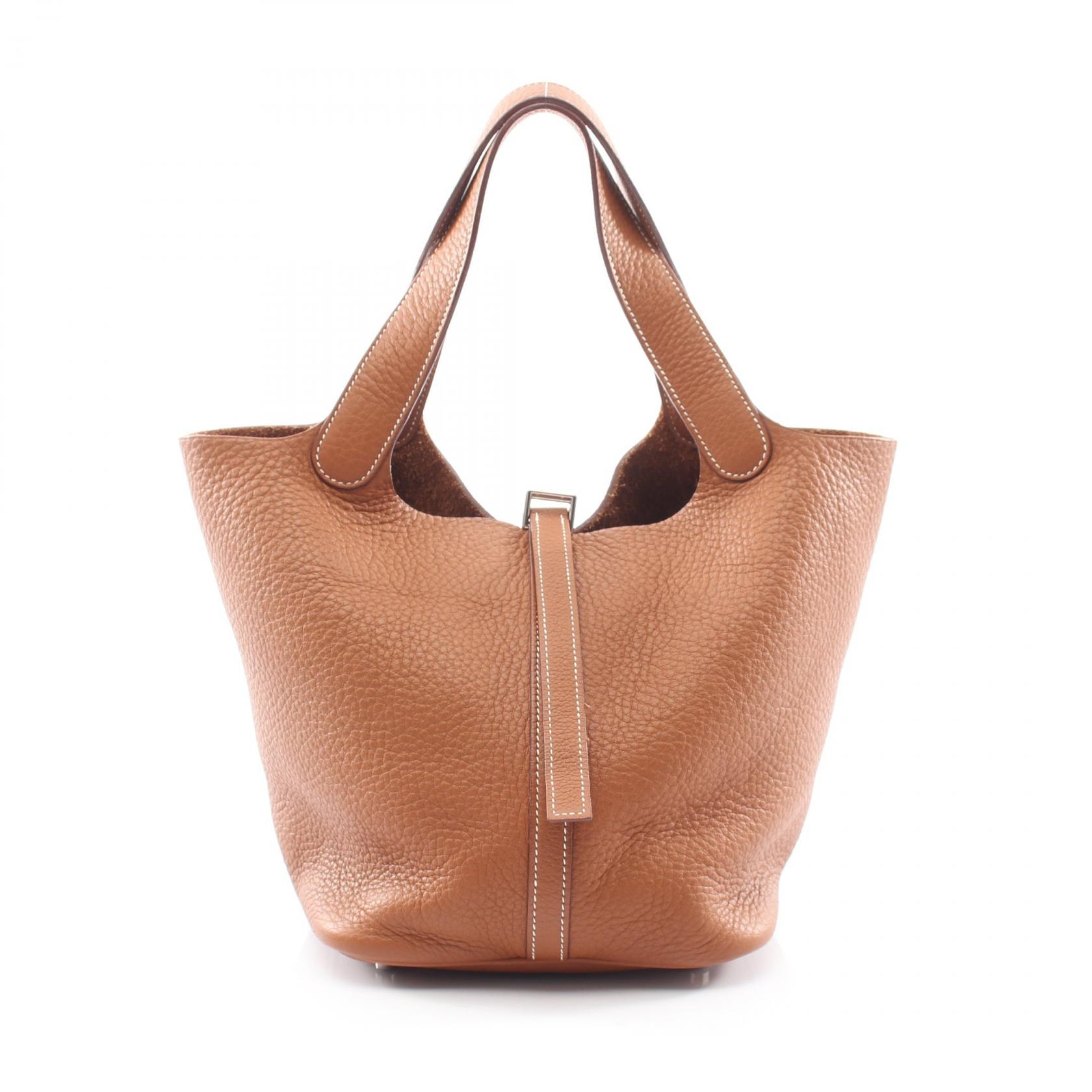 エルメス HERMES ピコタンMM ゴールド ハンドバッグ バッグ レザー トリヨンクレマンス トリヨンクレマンス ゴールド □K刻印(2007年製造) レディース ブラウン系 【中古】