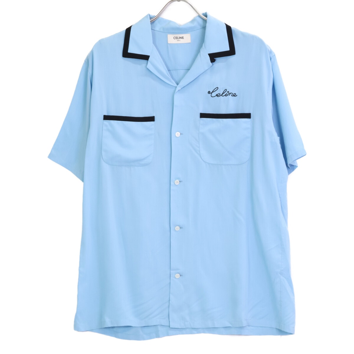 セリーヌ 2C516852C 青 ボーリングシャツ 37