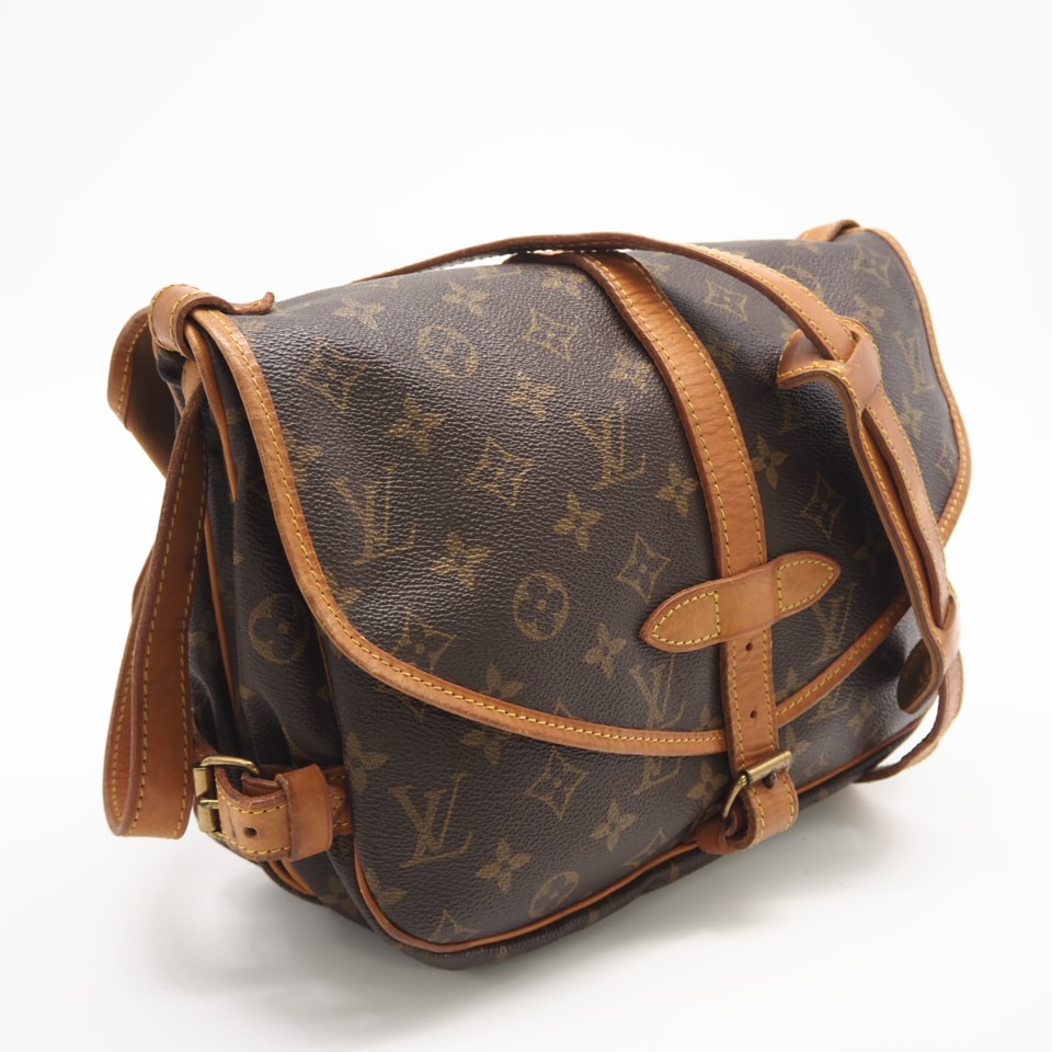 LOUIS VUITTON ルイ・ヴィトン モノグラム ソミュール30 M42256 ショルダーバッグ ブラウン コーティングキャンバス レザー レディース