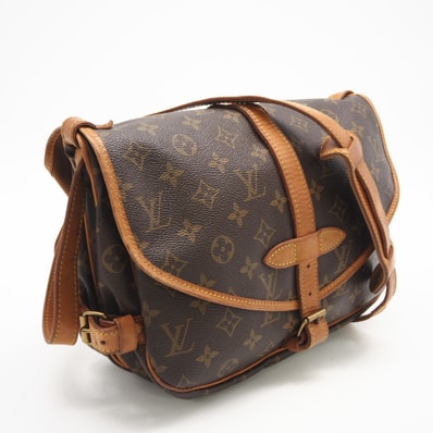 LOUIS VUITTON ルイ・ヴィトン モノグラム ソミュール30 M42256 ショルダーバッグ ブラウン コーティングキャンバス レザー レディース