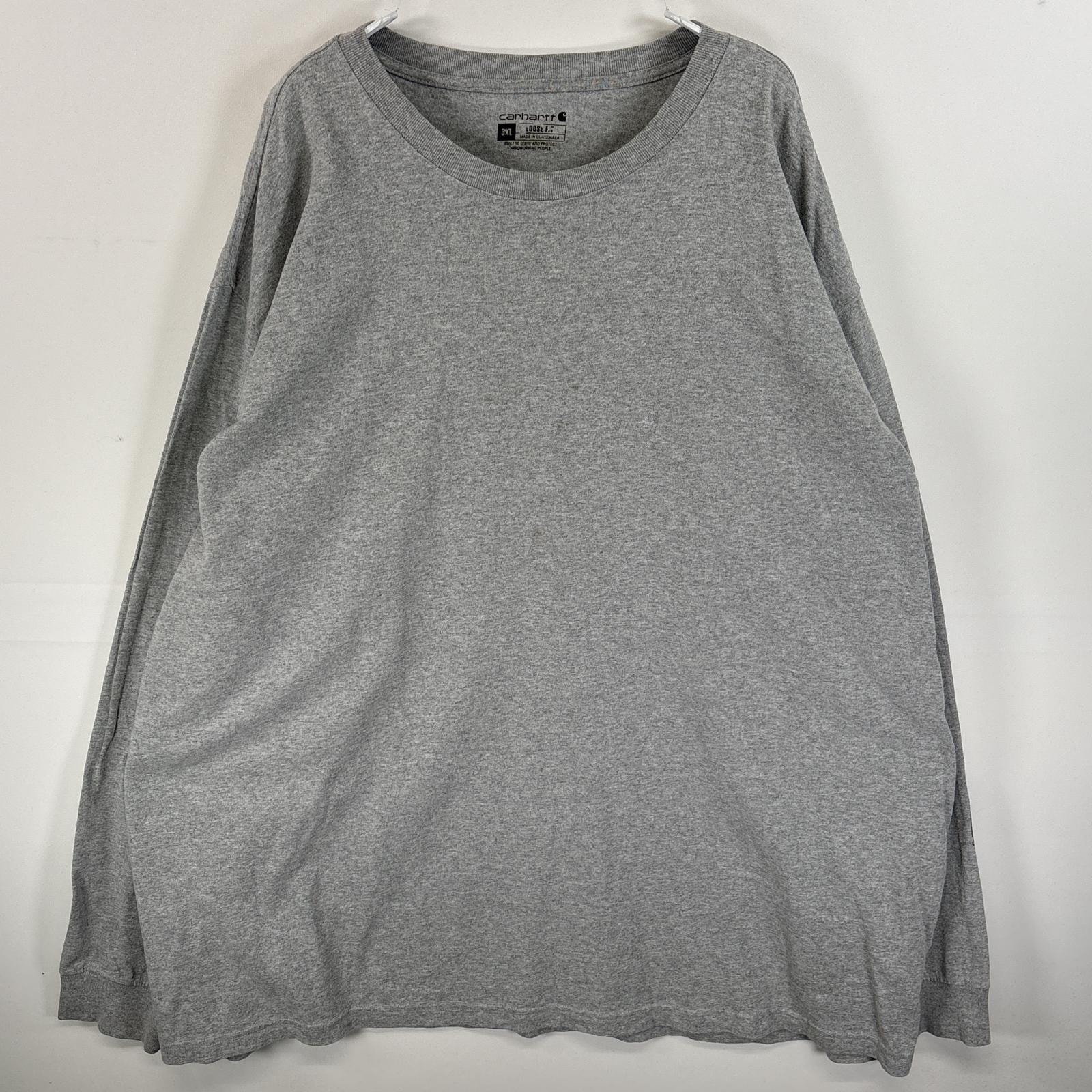 古着 カーハート Carhartt 長袖Tシャツ 袖プリント 肉厚 大きいサイズ 3XL  グレー メンズ