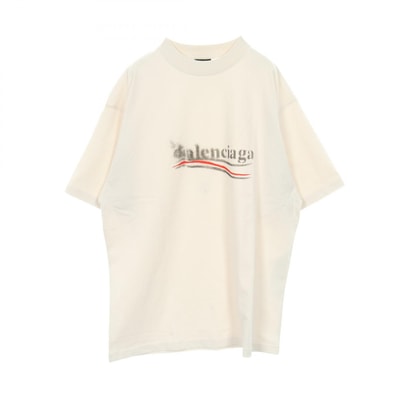 バレンシアガ BALENCIAGA Political Stencil カットソー 衣料品 トップス コットン メンズ レディース ホワイト系 【中古】