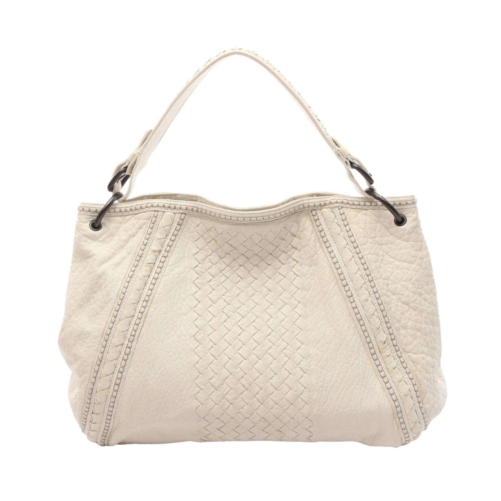 ボッテガヴェネタ BOTTEGA VENETA イントレチャート ショルダーバッグ バッグ レザー レディース ホワイト系 【中古】
