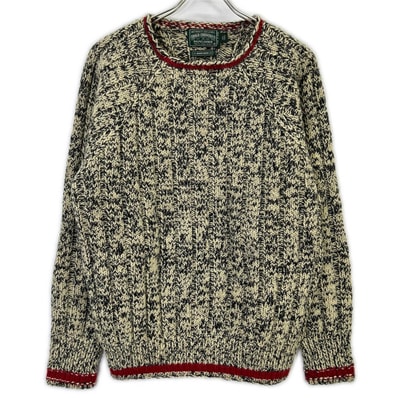 ポロカントリー アイボリー系 ウール クルーネック ニット M