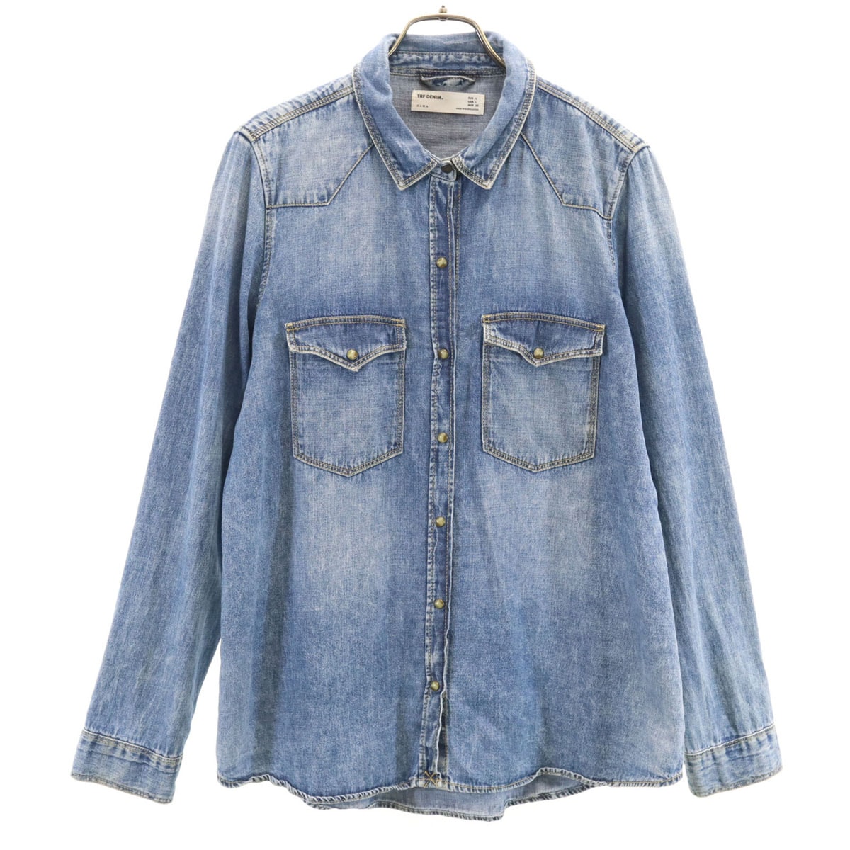 ZARA ザラ 長袖 シャンブレー ウエスタンシャツ L