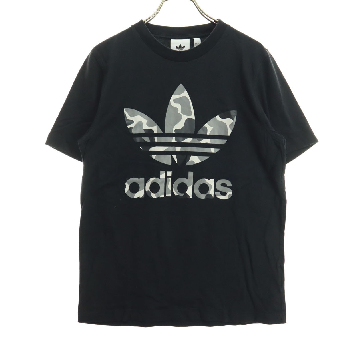 adidas アディダス トレフォイルロゴ プリント 半袖 Tシャツ S ブラック