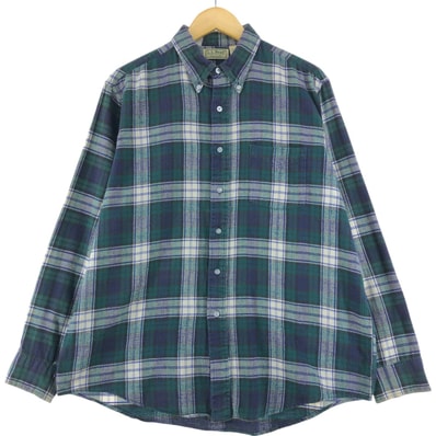 古着 80~90年代 エルエルビーン L.L.Bean 長袖 ボタンダウン フランネルチェックシャツ USA製 メンズL相当 ヴィンテージ/eaa531247