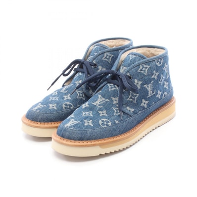 ルイ・ヴィトン LOUIS VUITTON LOUIS VUITTON × NIGO コージー ライン モノグラムデニム ブーツ 靴 デニム レザー レディース ブルー系 【中古】