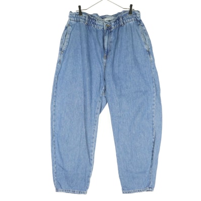美品 ZARA ザラ コクーン ワイドデニムパンツ 44 ブルー カーブ