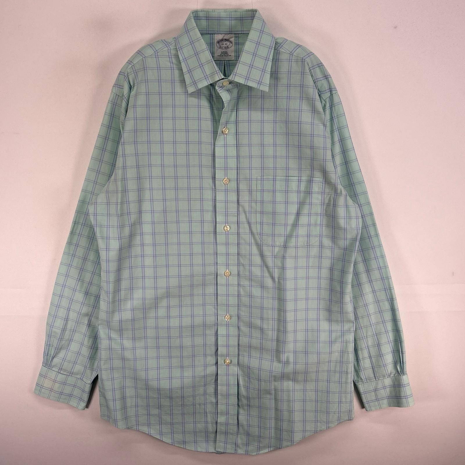 古着 ブルックスブラザーズ Brooks Brothers 長袖シャツ チェック カラーステイ M  グリーン系 マルチカラー メンズ