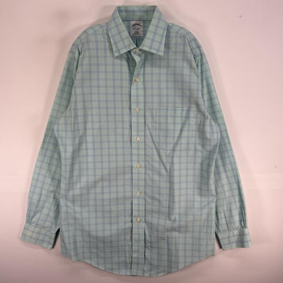 古着 ブルックスブラザーズ Brooks Brothers 長袖シャツ チェック カラーステイ M グリーン系 マルチカラー メンズ