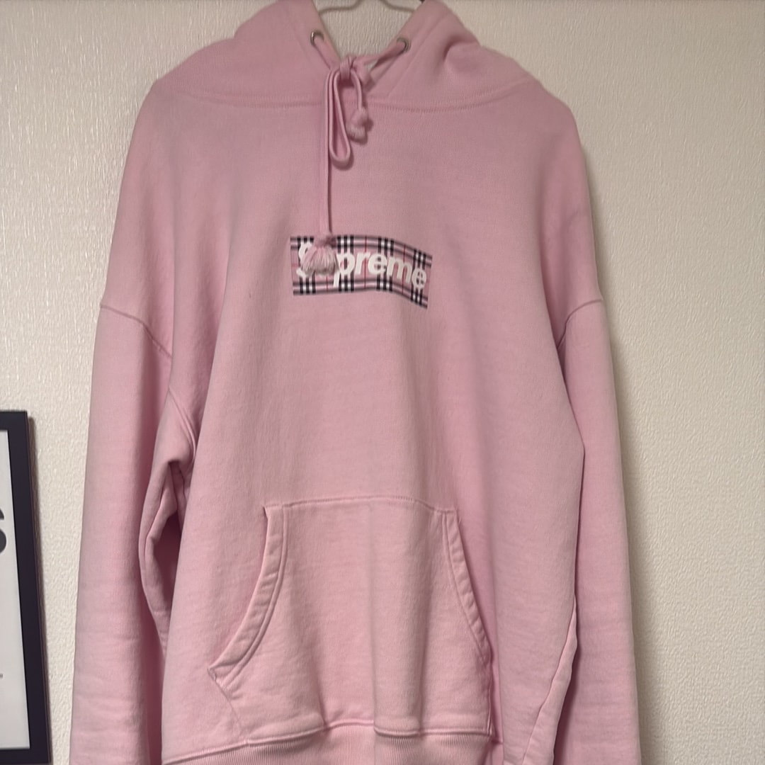 Supreme / Burberry Box Logo Hooded Sweatshirt "Pink"