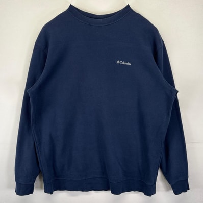 古着 コロンビア Columbia スウェット 大きいサイズ トレーナー クルーネック ワンポイントロゴ刺繍 2XL ネイビー メンズ