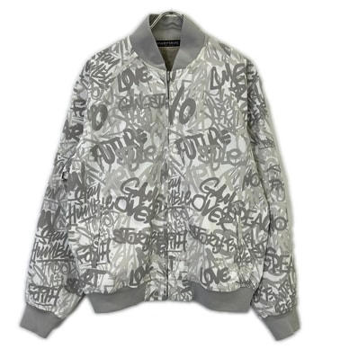 ビューティービースト ホワイト×グレー グラフィック ブルゾン XL