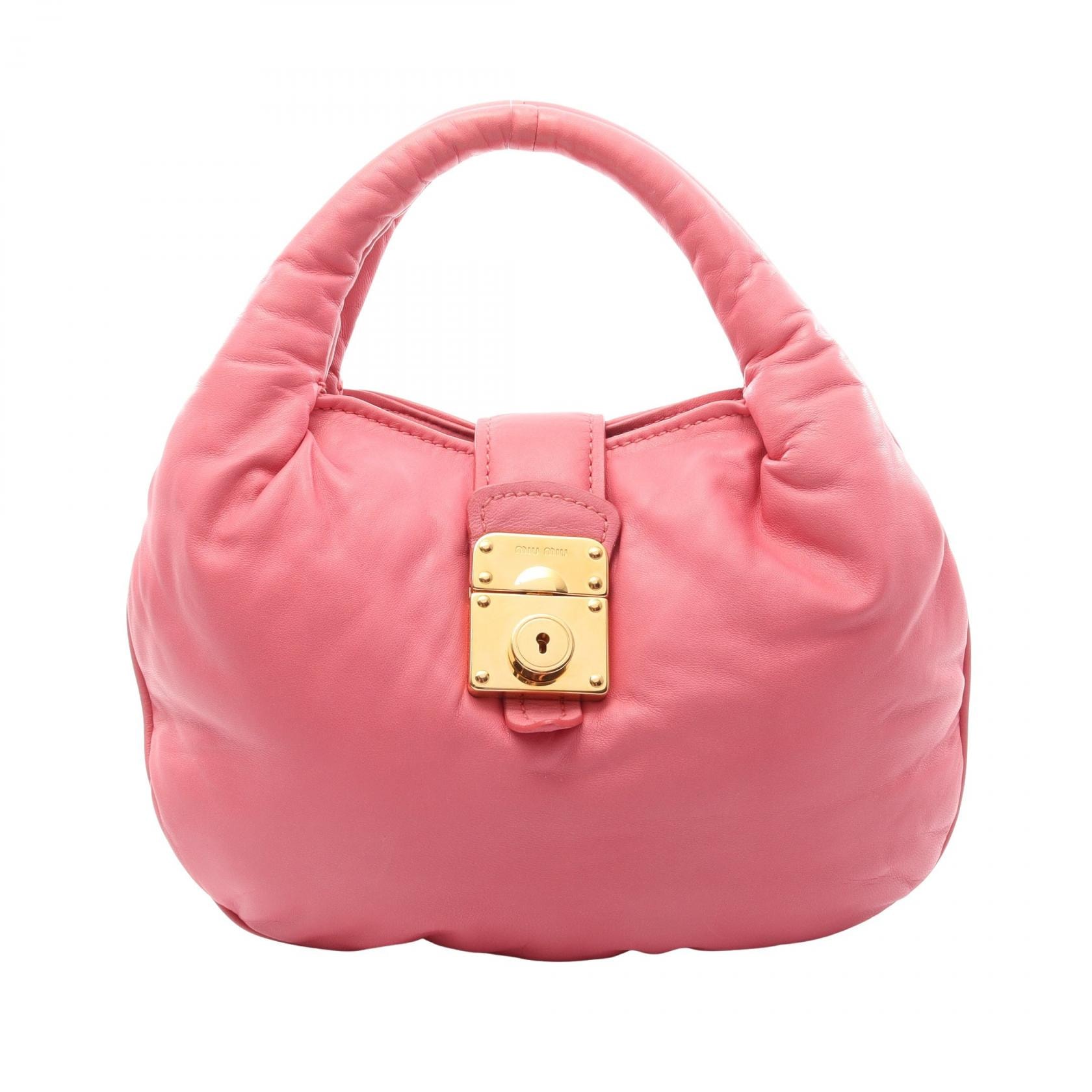 ミュウ ミュウ Miu Miu ハンドバッグ バッグ レザー レディース ピンク系 【中古】