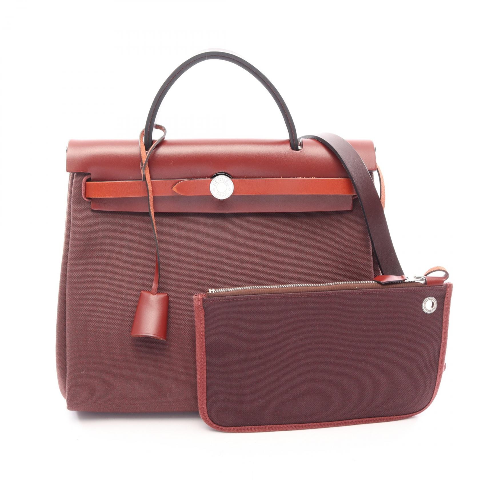 エルメス HERMES エールバッグジップPM ルージュアッシュ 2WAY ハンドバッグ バッグ トワルアッシュ / ヴァッシュハンター トワルアッシュ ボルドー Y刻印(2020年製造) レディース ボルドー系 【中古】