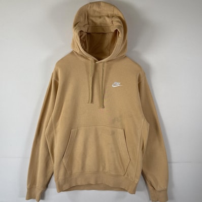 古着 ナイキ NIKE パーカー プルオーバー フーディ マフポケット スウェット ワンポイントロゴ刺繍 S イエロー系 メンズ