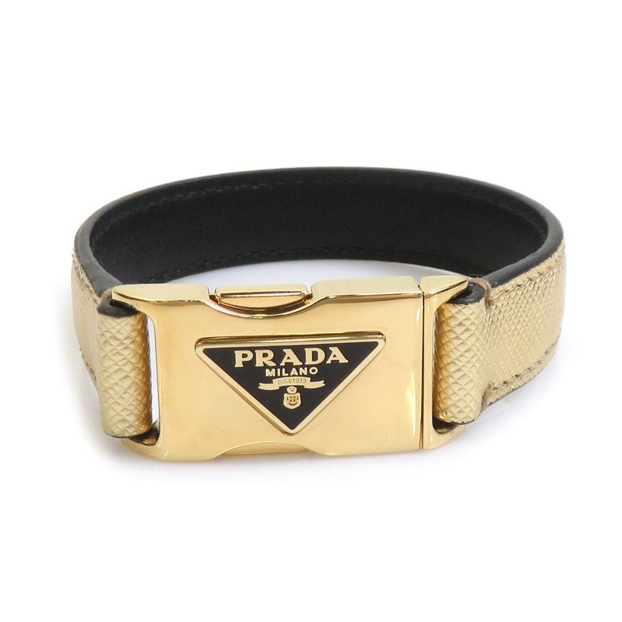 プラダ PRADA ブレスレット レザー/メタル ゴールド ユニセックス【中古】 r11335k