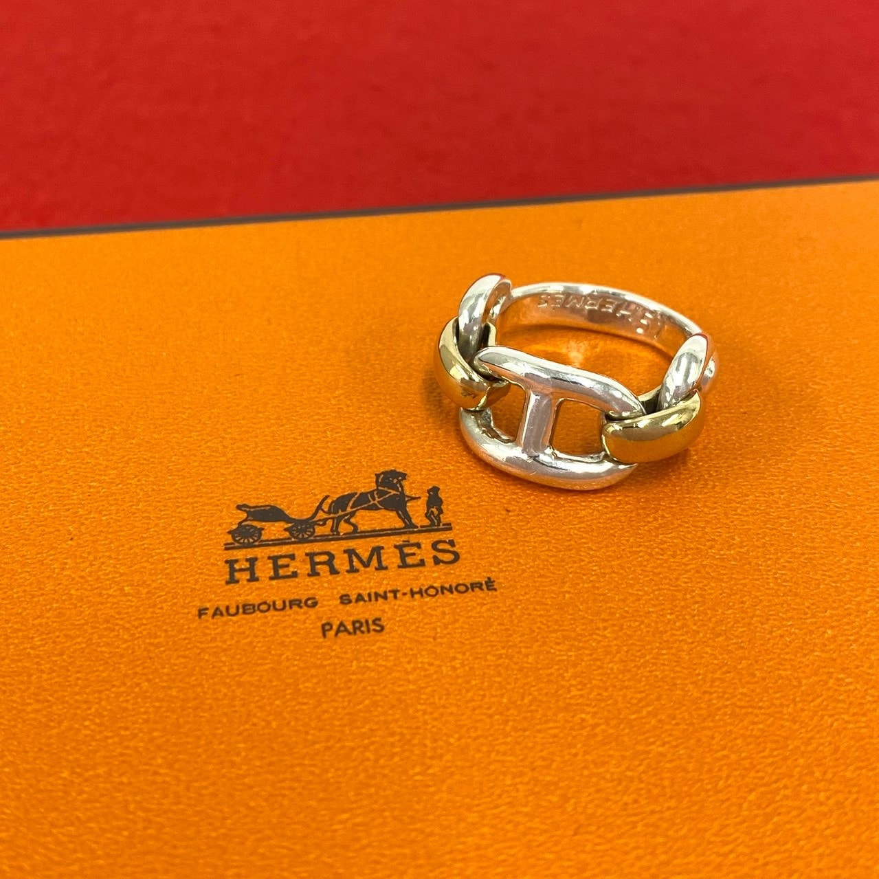 HERMES エルメス シェーヌダンクル リング シルバー800 K18イエローゴールド リング・指輪 11号 シルバー
 26423