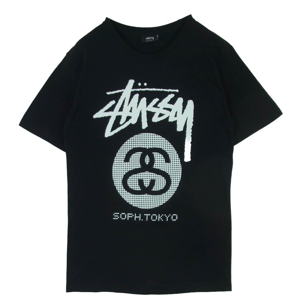 STUSSY ステューシー SOPHNET. ソフネット SOPH NET Stock Link Tee ソフネット ストック リンク フロント バック プリント Tシャツ 半袖 カットソー ブラック系 S【中古】