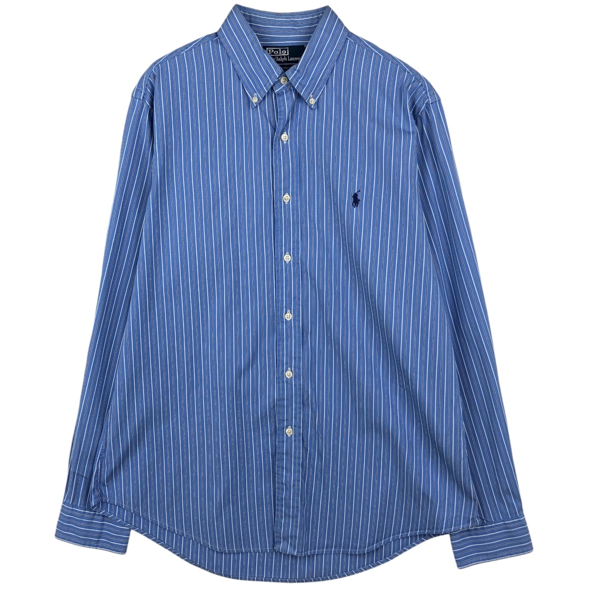 古着 ラルフローレン Ralph Lauren POLO by Ralph Lauren CUSTOM FIT DRESS SHIRTS マルチストライプ 長袖 ボタンダウンストライプシャツ メンズL相当/eaa634839