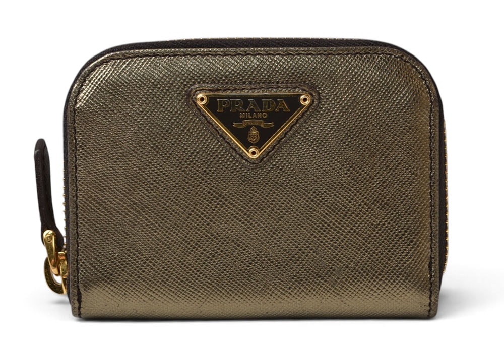 プラダ コインケース/小銭入れ PRADA サフィアーノ 1MM268 型押しレザー メタリックブロンズ【中古】