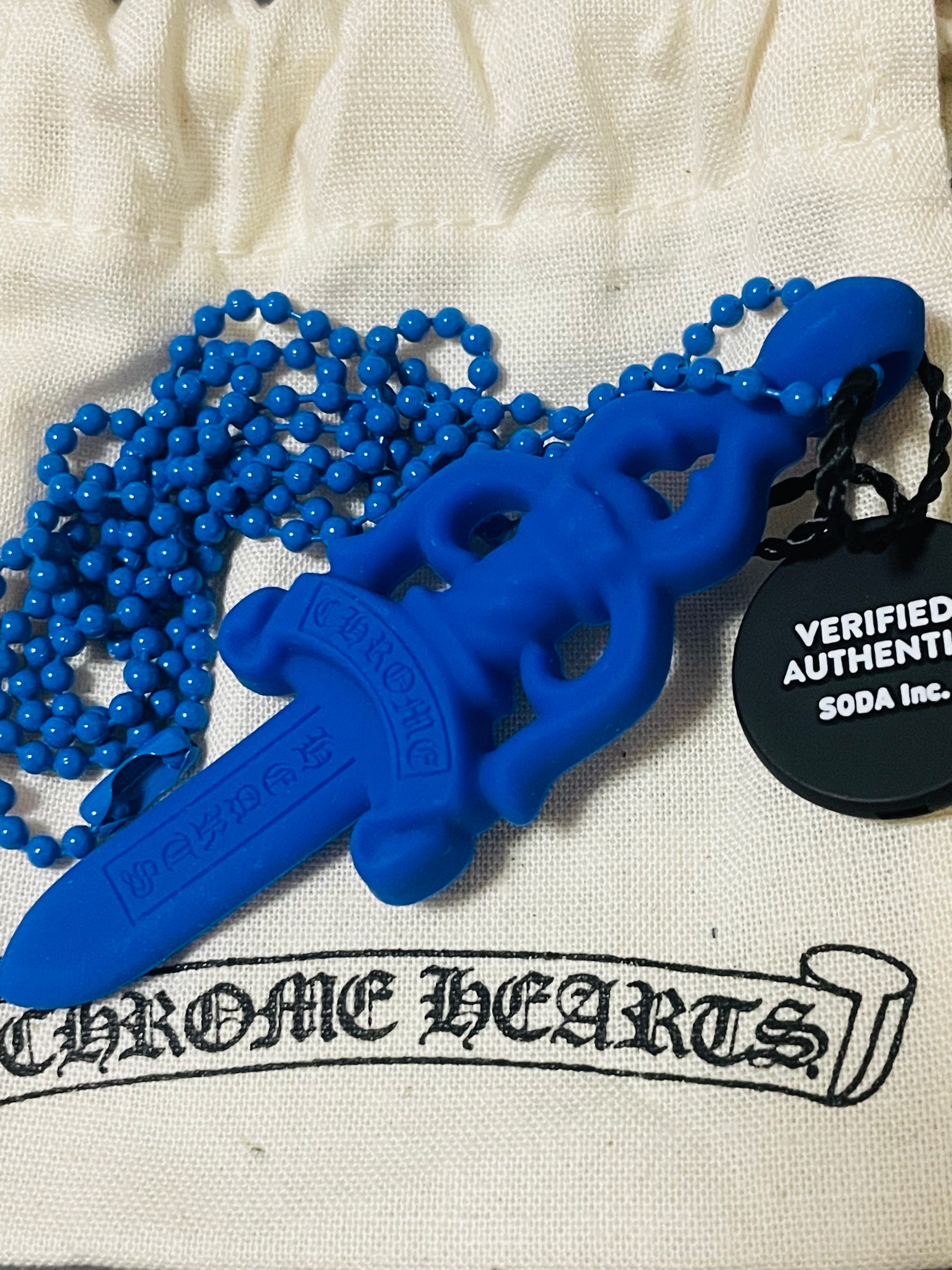 Chrome Hearts Rubber Large Dagger Silicon Necklace "Blue"