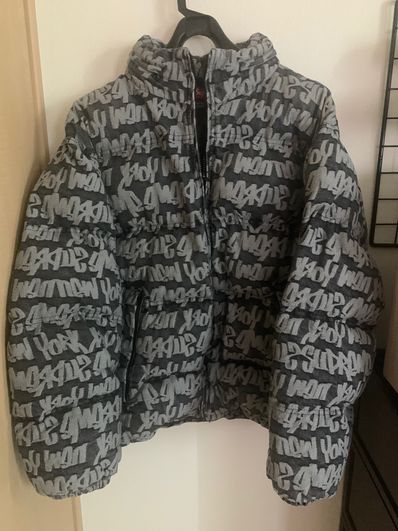 Supreme Fat Tip Jacquard Denim Puffer Jacket "Black"