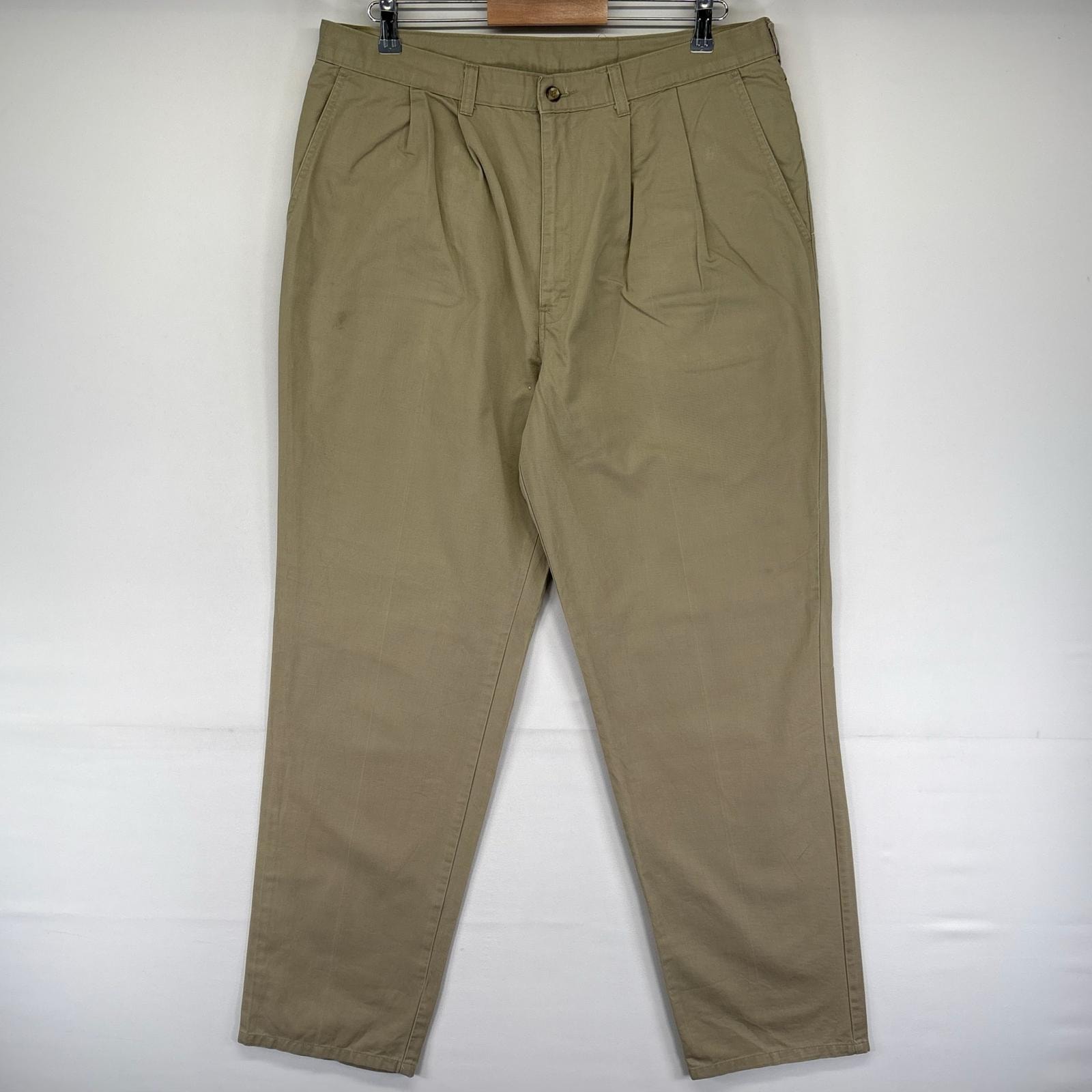 古着 ディッキーズ Dickies パンツ ツータック ワンポイントロゴ ワーク チノパン ジッパーフライ W38 L34  ベージュ系 メンズ