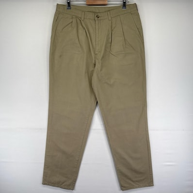古着 ディッキーズ Dickies パンツ ツータック ワンポイントロゴ ワーク チノパン ジッパーフライ W38 L34 ベージュ系 メンズ