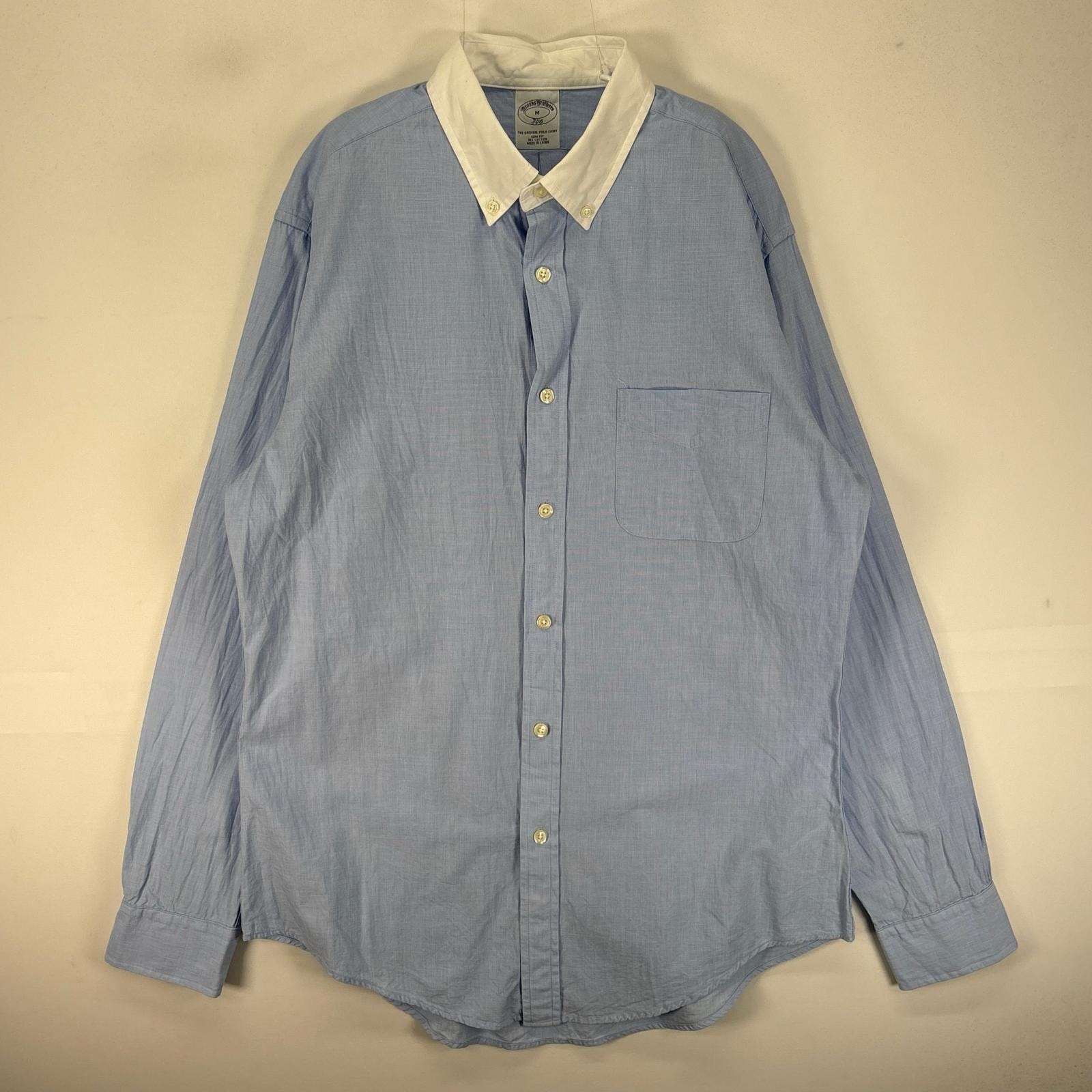 古着 ブルックスブラザーズ Brooks Brothers 長袖シャツ ボタンダウン 胸ポケット 346 M  ブルー系 ツートン メンズ