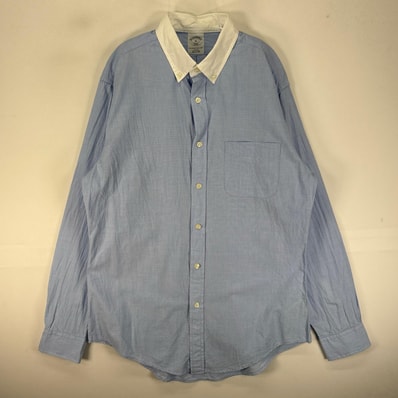 古着 ブルックスブラザーズ Brooks Brothers 長袖シャツ ボタンダウン 胸ポケット 346 M ブルー系 ツートン メンズ
