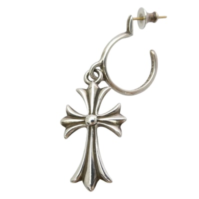 Chrome Hearts Tiny CH Cross Hoop Earrings "Silver"