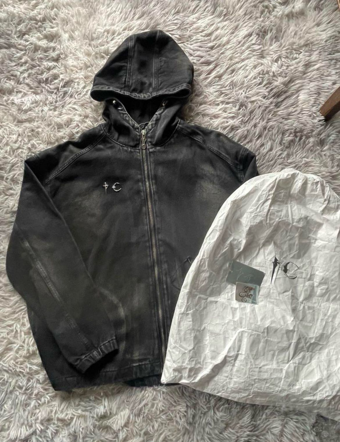 THUG CLUB Basic Emblem Denim Jacket "BLACK"