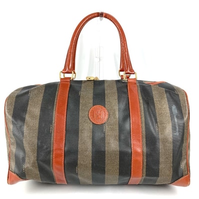 フェンディ FENDI ペカン ロゴ ヴィンテージ ハンドバッグ 旅行バッグ カバン トラベルバッグ ボストンバッグ PVC/レザー カーキ