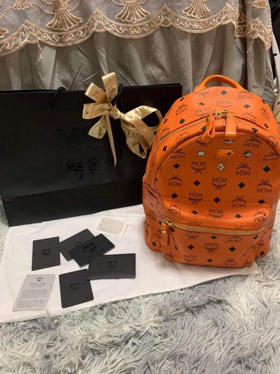 A BATHING APE / MCM Shark Stark Backpack Visetos Cognac "Brown"