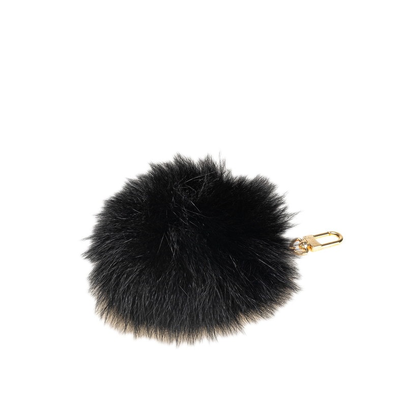 ルイ ヴィトン ファジーバブルファー バッグチャーム キーホルダー M67372 ブラック ゴールド金具 ファー レディース LOUIS VUITTON 【中古】