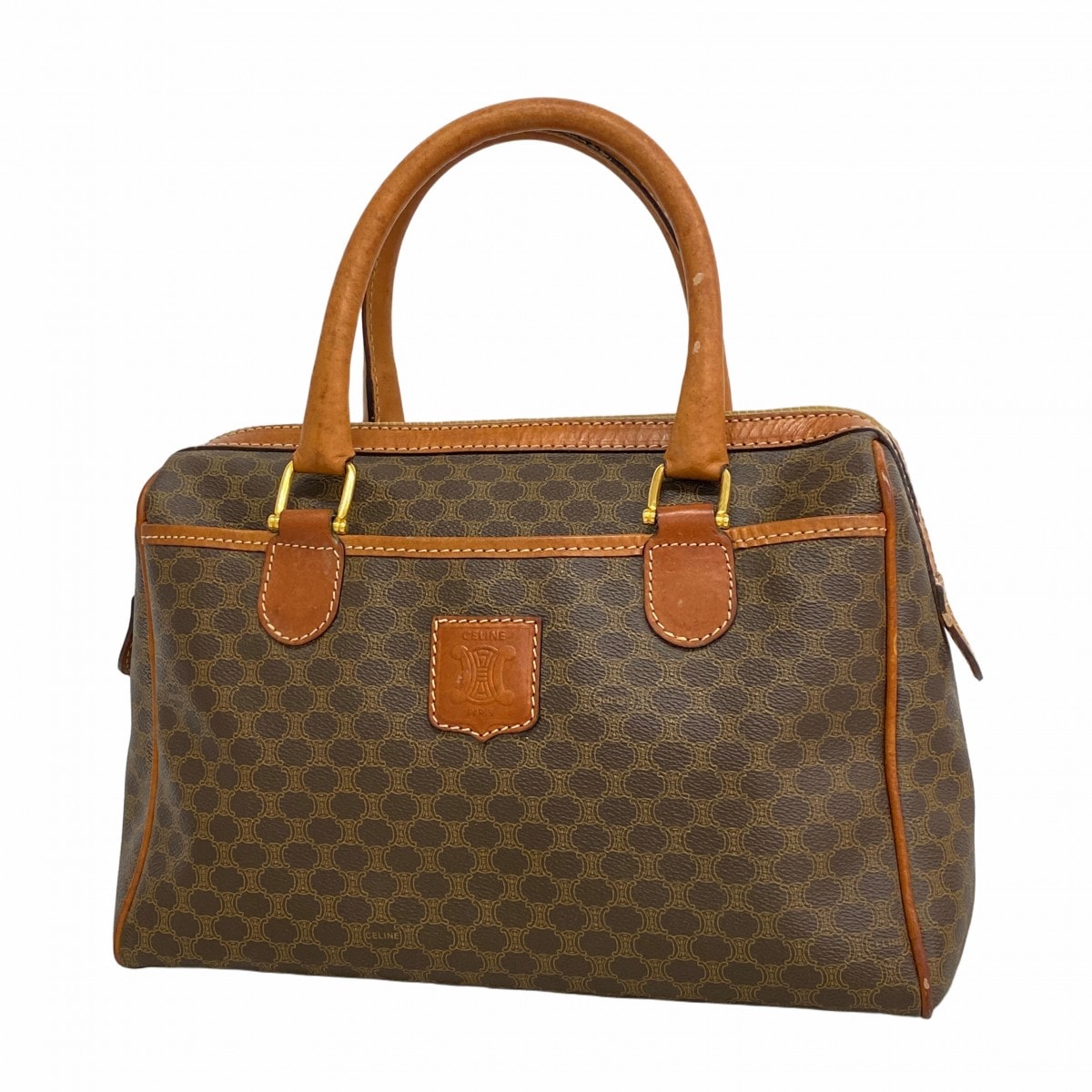 【6dd4862-k】セリーヌ ハンドバッグ マカダム PVC ブラウン ゴールド金具【中古】レディース