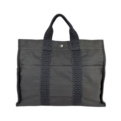 エルメス HERMES ハンドバッグ エールラインMM ナイロンキャンバス グレー ユニセックス【中古】 z5628