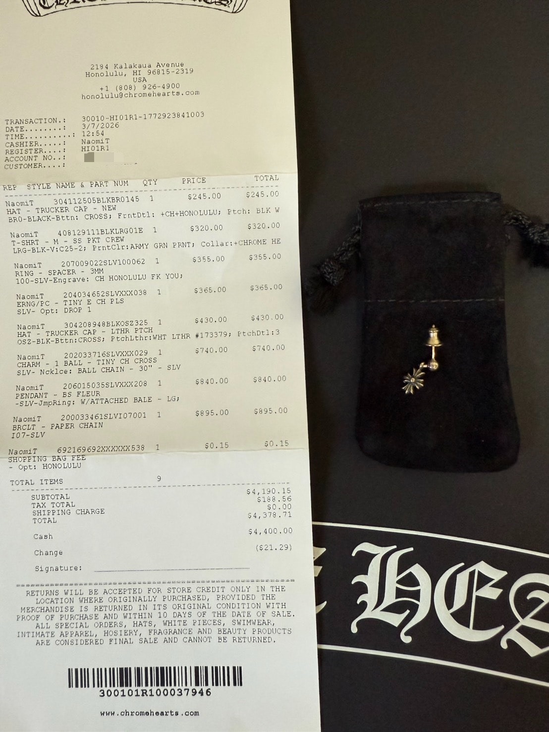 Chrome Hearts TNY E CH PLS "Silver"
