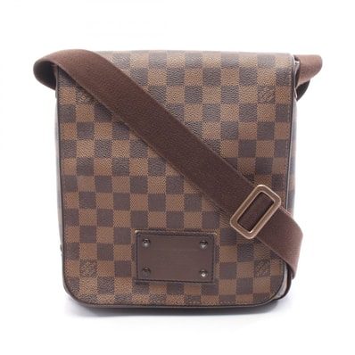 ルイ・ヴィトン LOUIS VUITTON ブルックリンPM ショルダーバッグ バッグ PVCコーティングキャンバス レザー ダミエ エベヌ メンズ レディース ブラウン系 N51210 【中古】