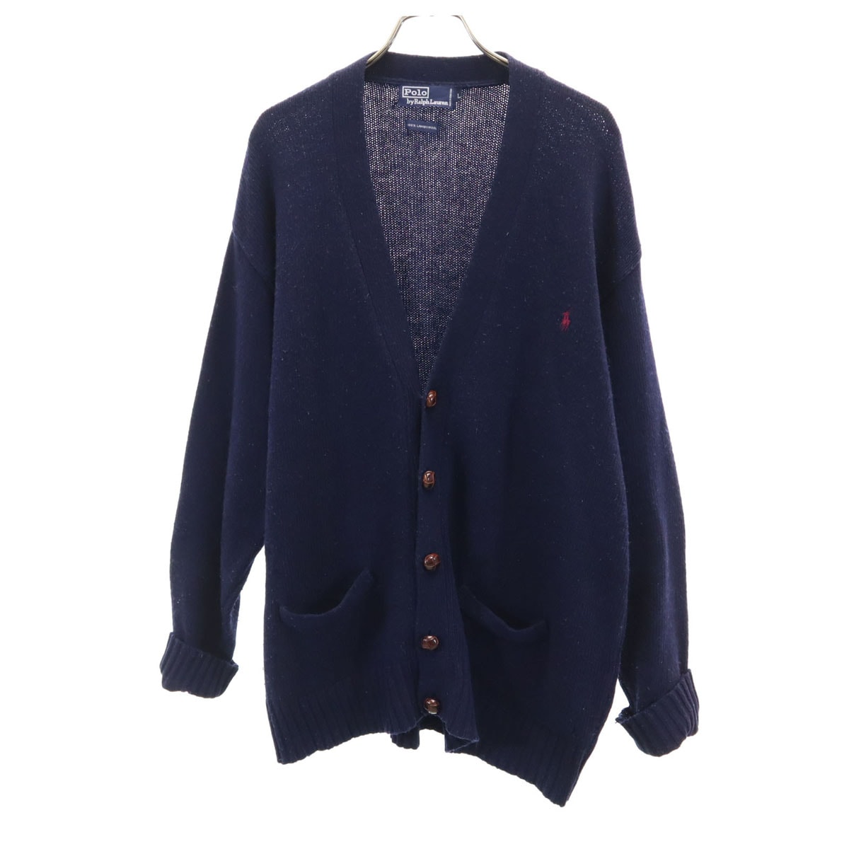 Polo by Ralph Lauren ポロバイラルフローレン 90s オールド 長袖 Vネック ニットカーディガン L ネイビー